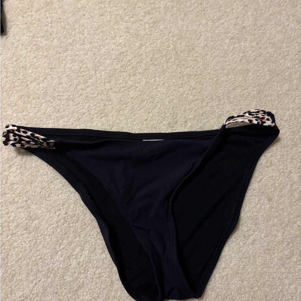 Xhilaration Black Bikini Bottom with Animal Print